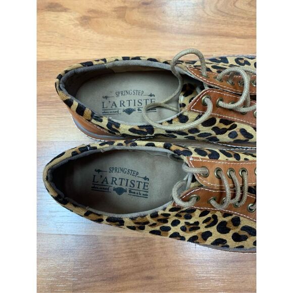 Spring Step Women's Brown Tan L’Artiste Leopard Oxford Shoes Size 35 - Picture 4 of 12